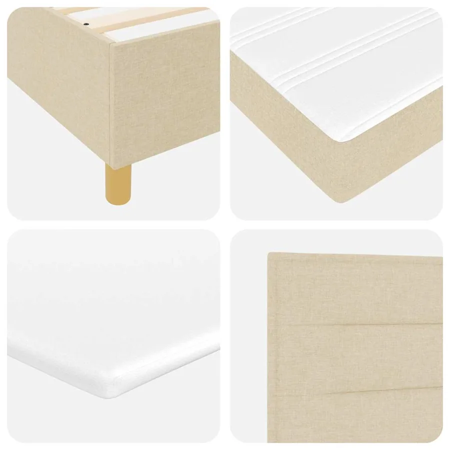 Lit à ressorts avec matelas Crème 90 x 200 cm tissu - 10