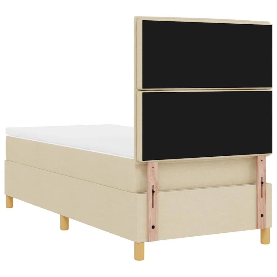 Lit à ressorts avec matelas Crème 90 x 200 cm tissu - 9