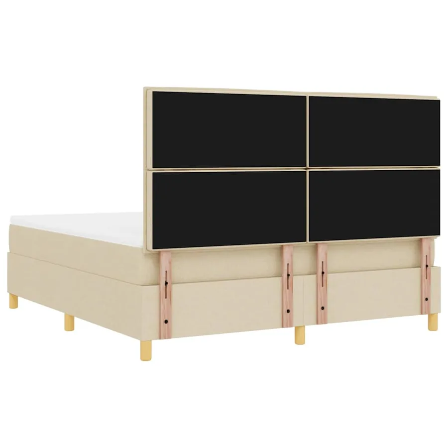 Lit à ressort LED avec matelas Crème 180 x 200 cm tissu - 8