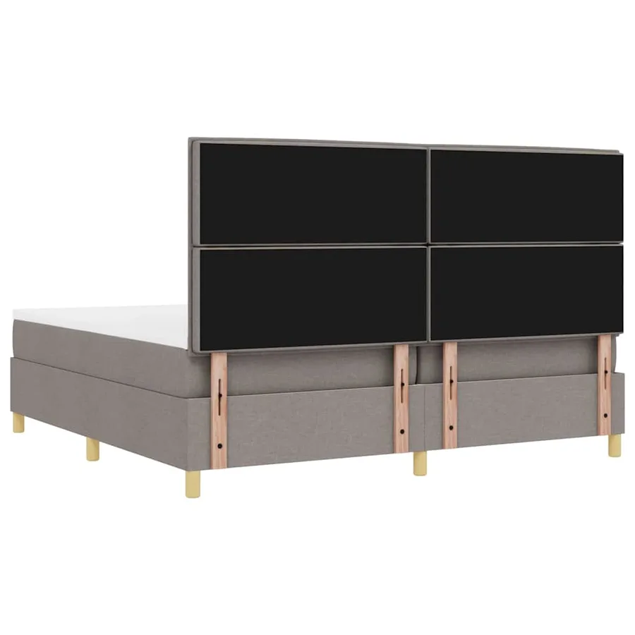 Lit à ressort LED avec matelas Taupe 200 x 200 cm tissu - 10