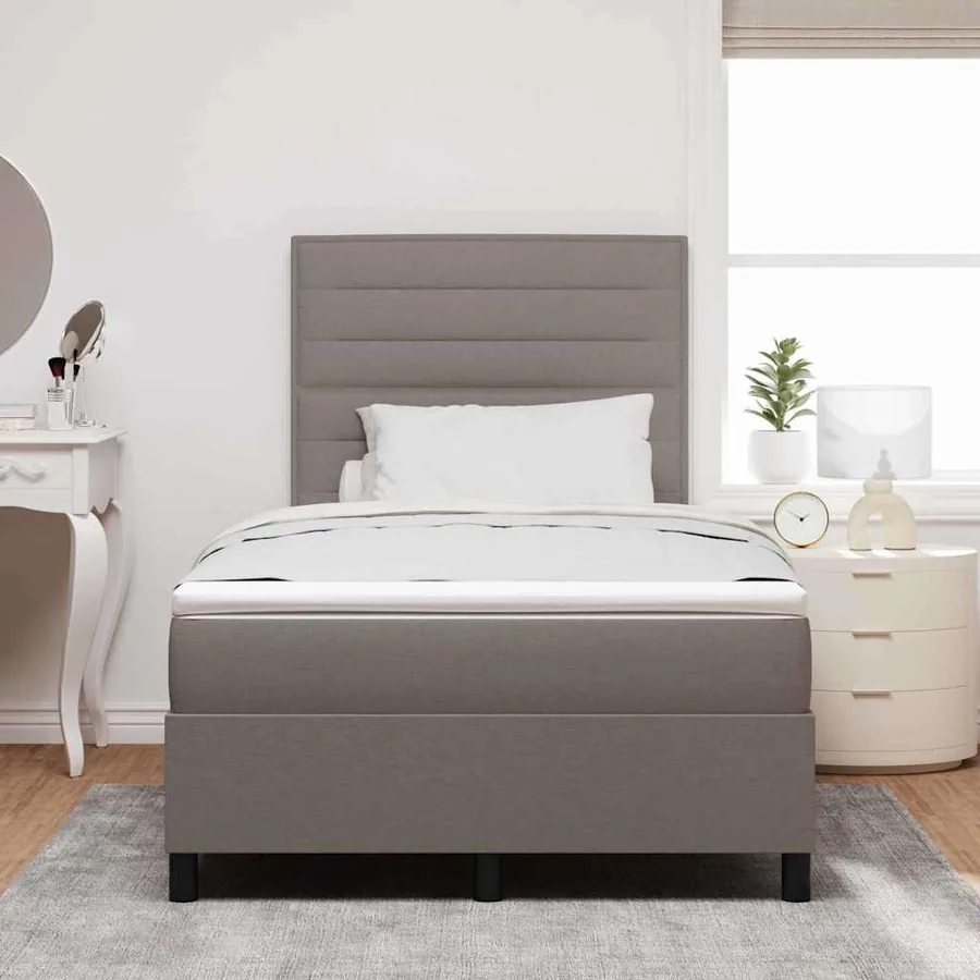 Lit à ressorts avec matelas avec LED Taupe 120 x 200 cm tissu - 4