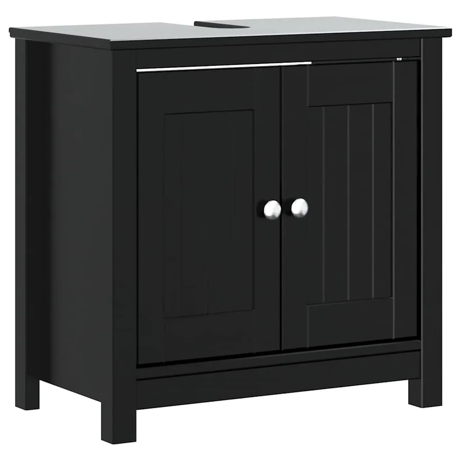 Meubles de salle de bain 3 pcs BERG noir bois de pin massif - 4