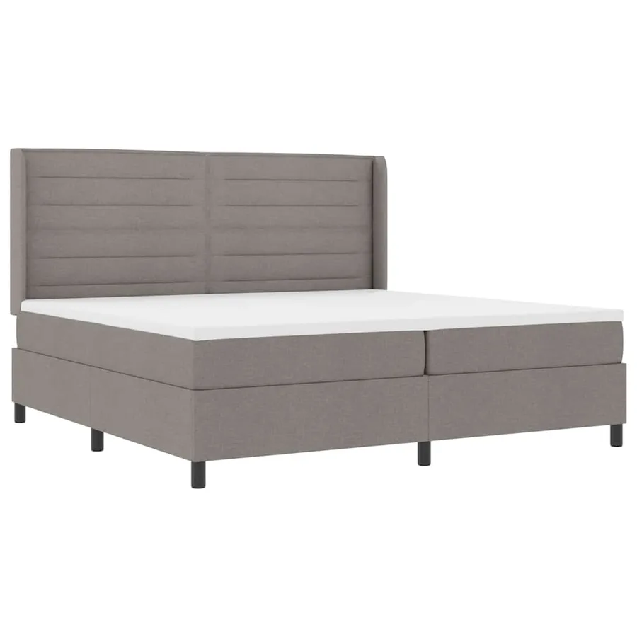 Lit à ressort LED avec matelas Taupe 200 x 200 cm tissu - 2