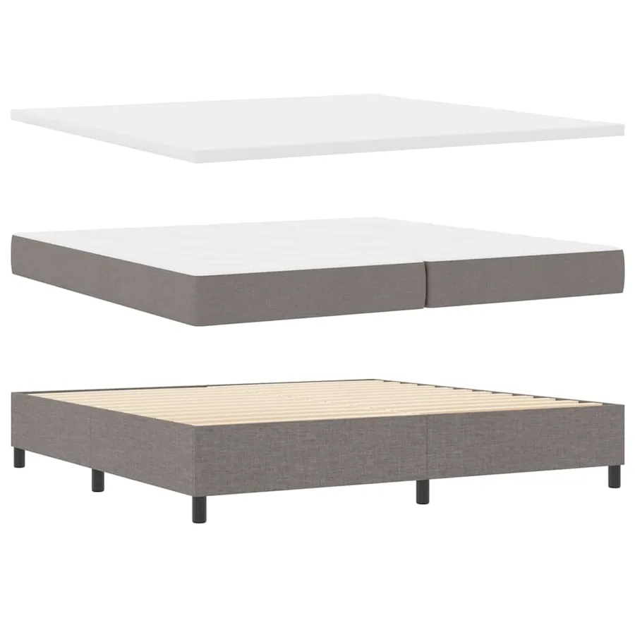 Lit à ressort LED avec matelas Taupe 200 x 200 cm tissu - 6