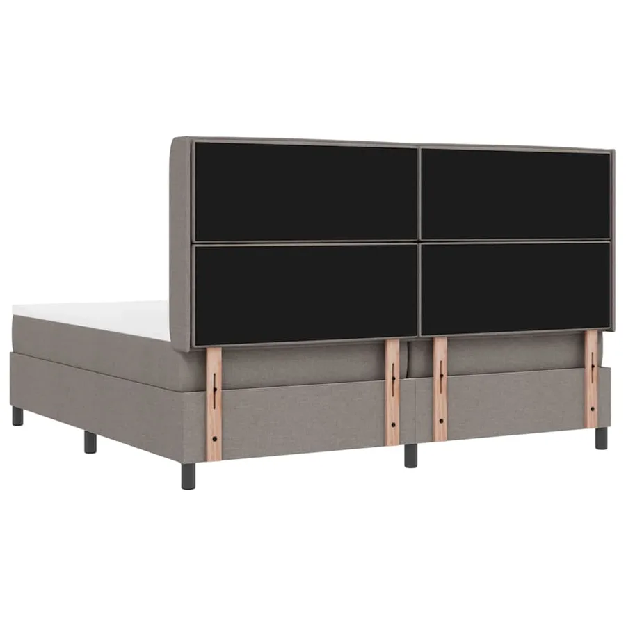 Lit à ressort LED avec matelas Taupe 200 x 200 cm tissu - 8