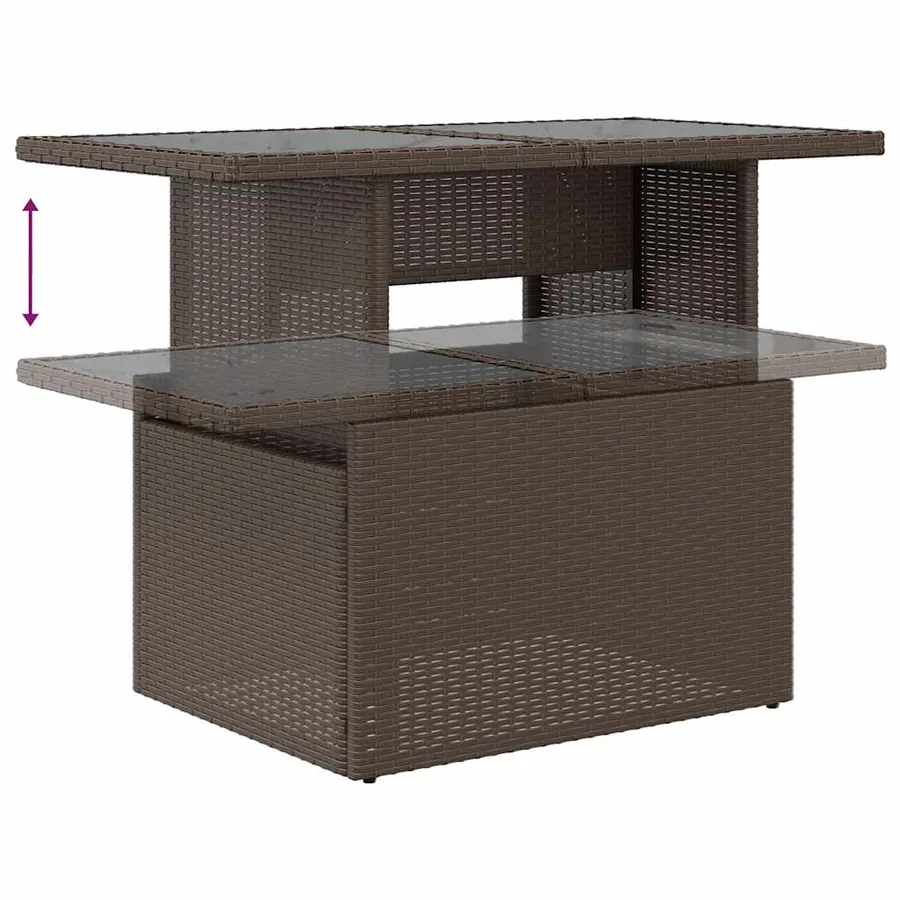 Salon de jardin avec coussins 7pcs marron résine tressée acacia - 12
