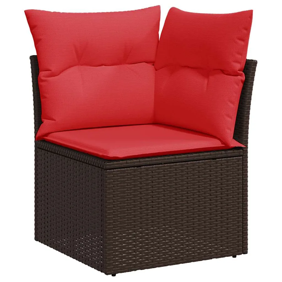 Salon de jardin avec coussins 7pcs marron résine tressée acacia - 4
