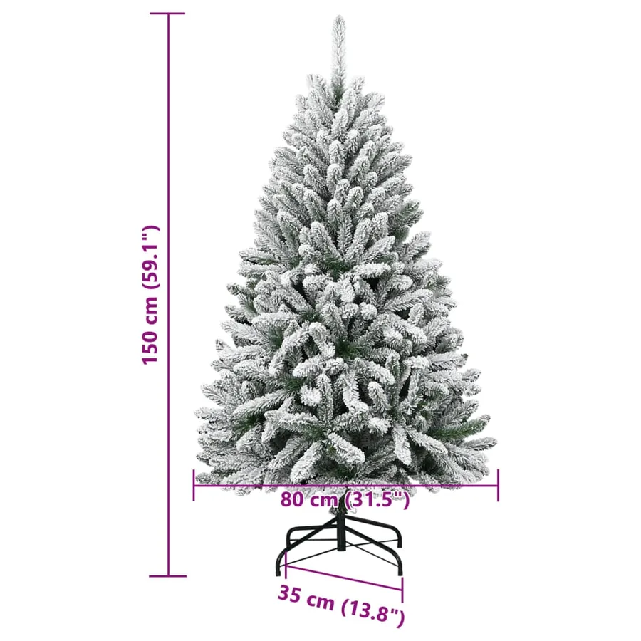 Sapin de Noël artificiel à charnières avec neige floquée 150 cm - 8