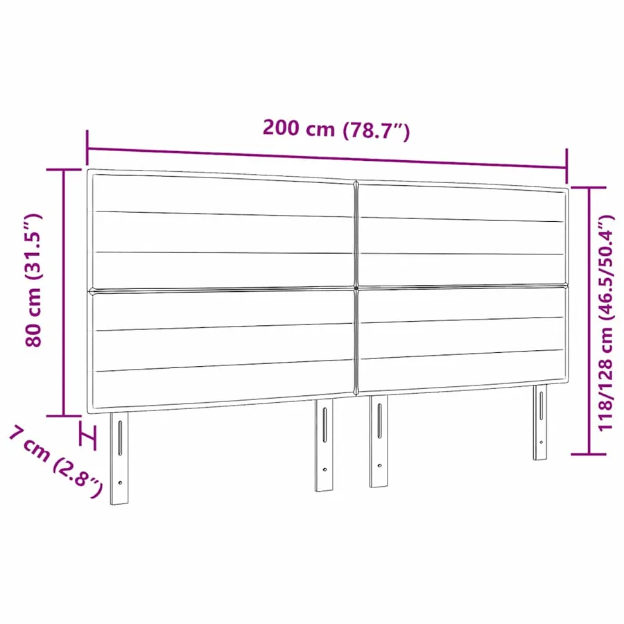 Tête de lit LED avec bandes LED Taupe 200 cm tissu - 8