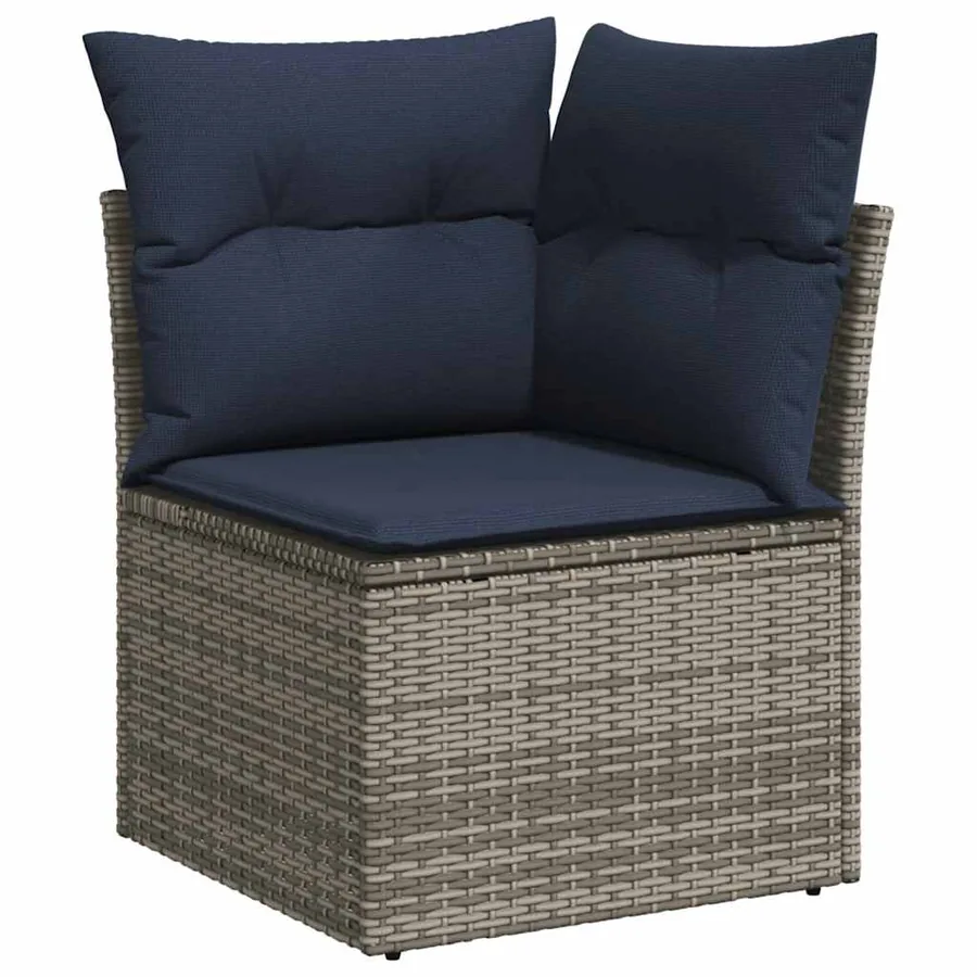 Salon de jardin avec coussins 7 pcs gris résine tressée - 4
