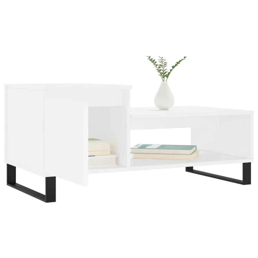 Table basse Blanc 100x50x45 cm Bois d'ingénierie - 4