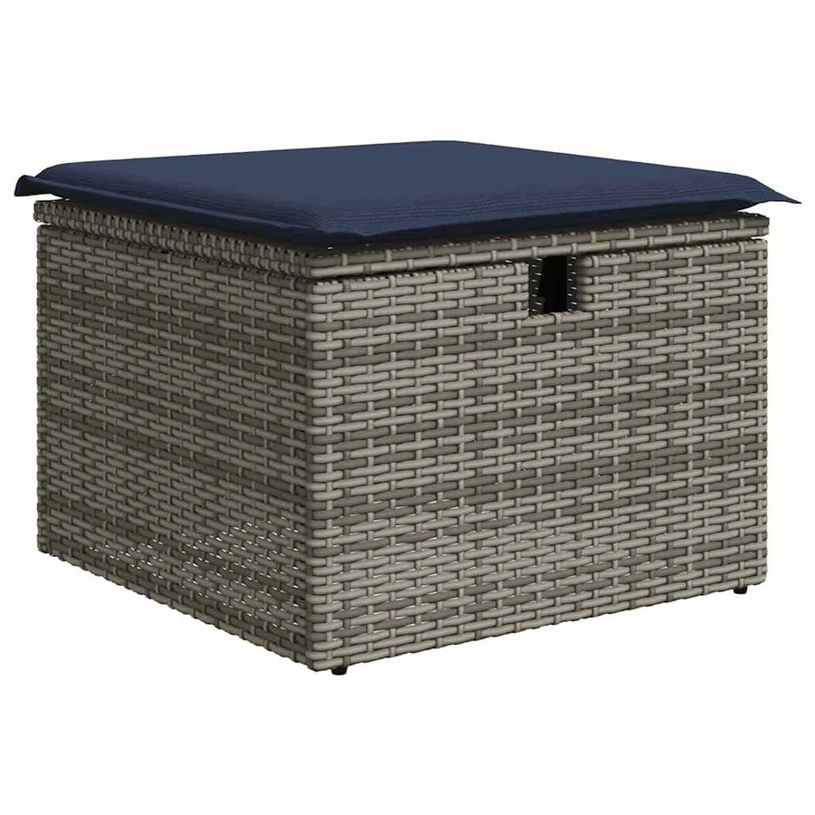 Salon de jardin 8 pcs avec coussins gris résine tressée - 6