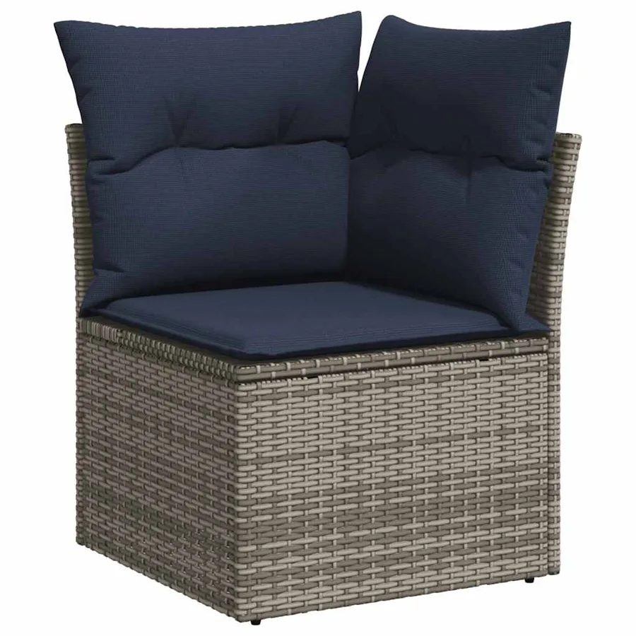 Salon de jardin 11 pcs avec coussins gris résine tressée - 4