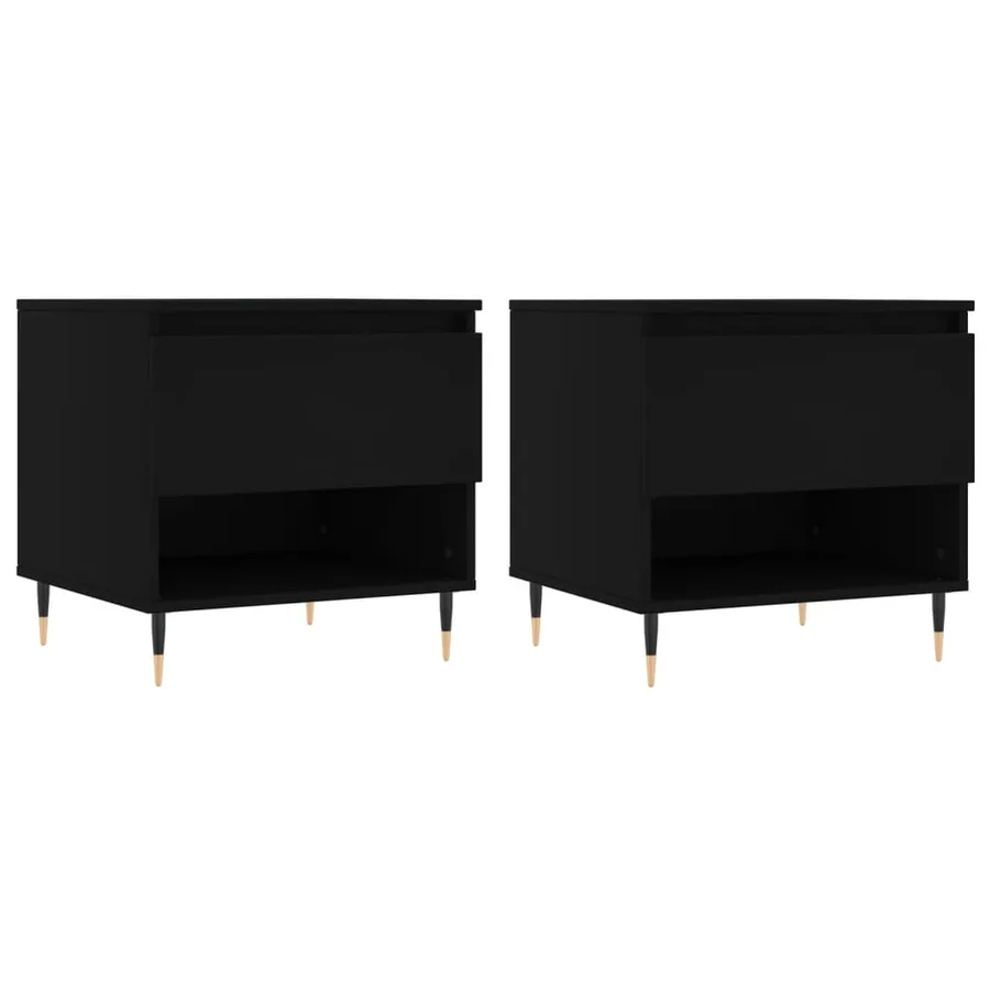 Tables basses 2 pcs noir 50x46x50 cm bois d'ingénierie - 2