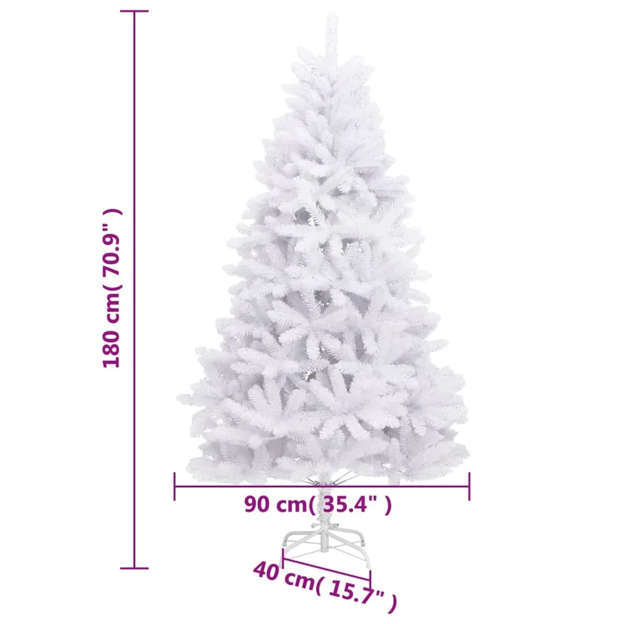 Sapin de Noël artificiel à charnières avec support blanc 180 cm - 9