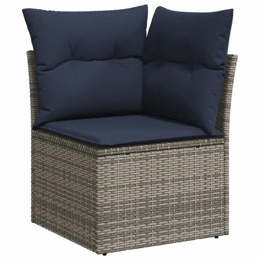 Ensemble de canapé de jardin 5 pcs avec coussins gris résine tressée - 4