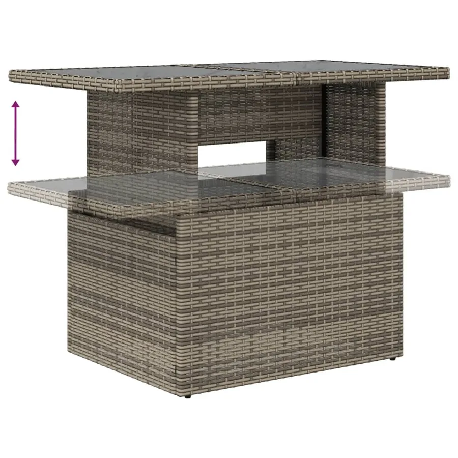 Ensemble de canapé de jardin 5 pcs avec coussins gris résine tressée - 6