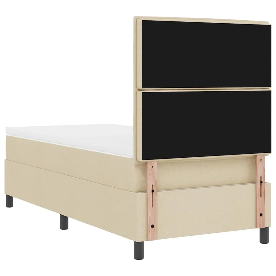 Lit à ressorts avec matelas avec LED Crème 80 x 200 cm tissu - 8
