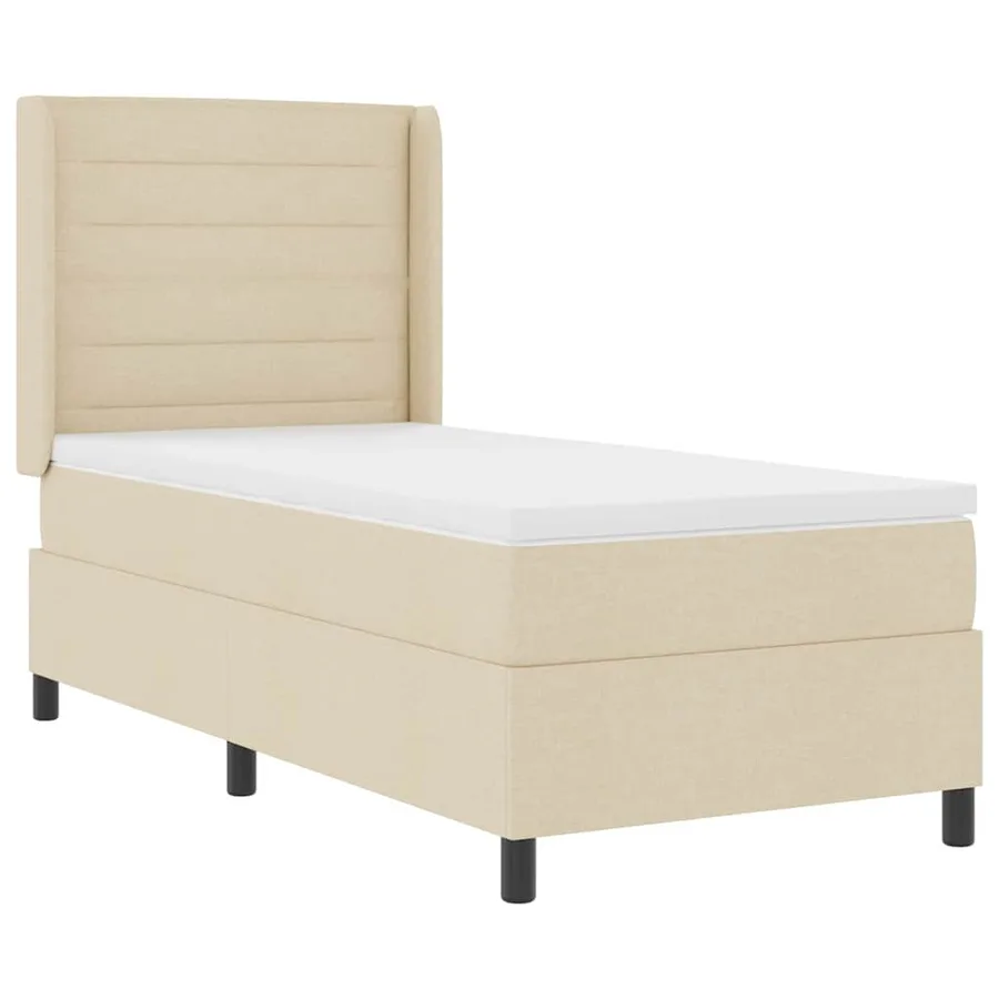 Lit à ressorts avec matelas Crème 200 x 80 cm tissu - 4