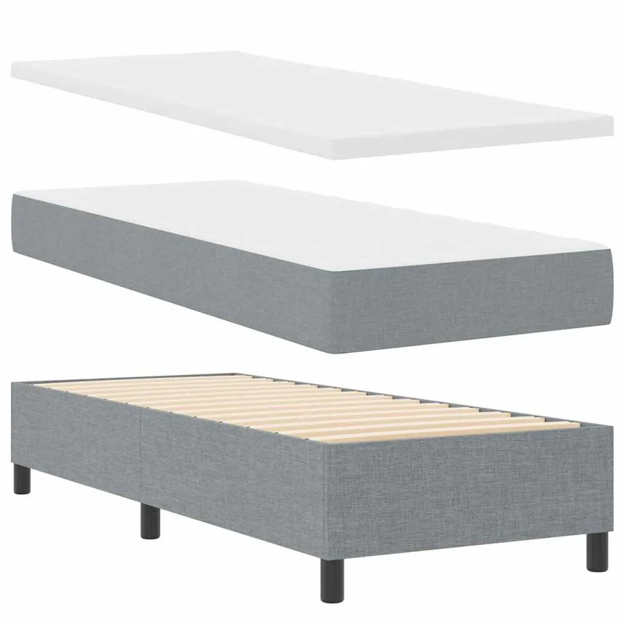 Lit à ressorts avec matelas Gris clair 90 x 190 cm tissu - 6