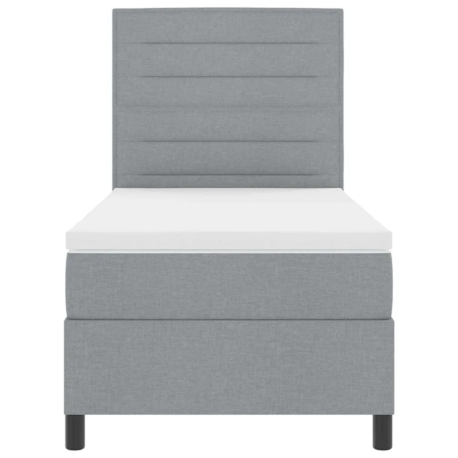 Lit à ressorts avec matelas Gris clair 90 x 190 cm tissu - 7