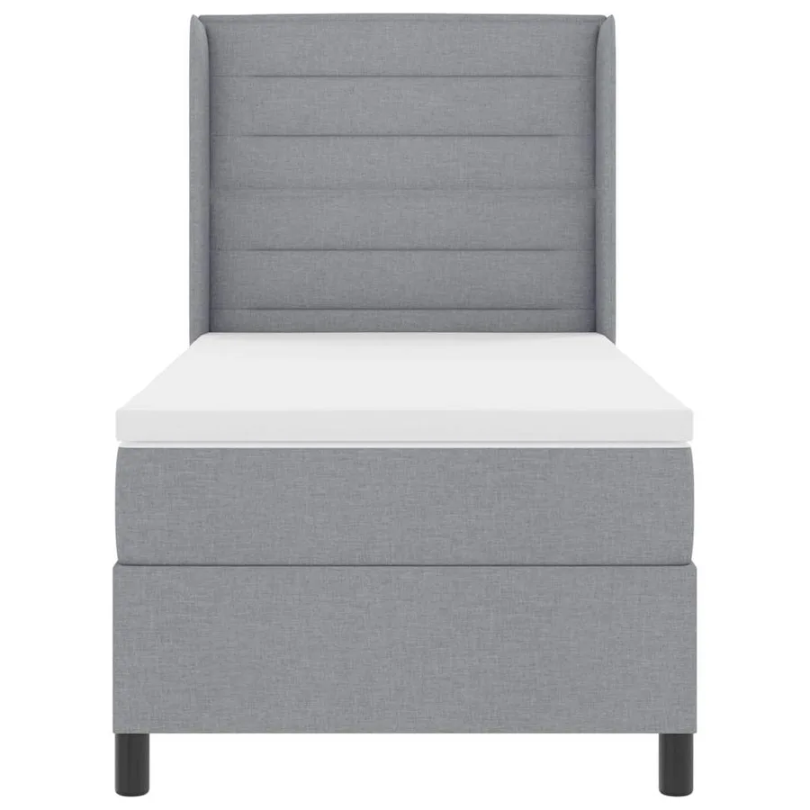 Lit à ressorts avec matelas Gris clair 190 x 90 cm tissu - 7