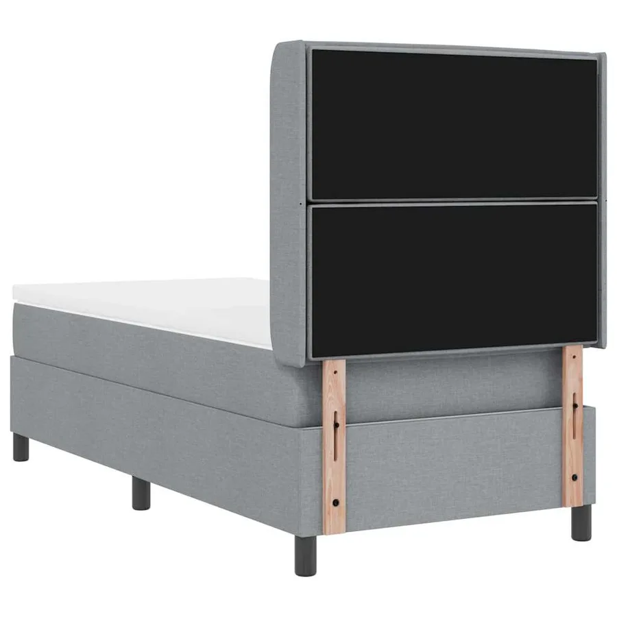 Lit à ressorts avec matelas Gris clair 190 x 90 cm tissu - 9