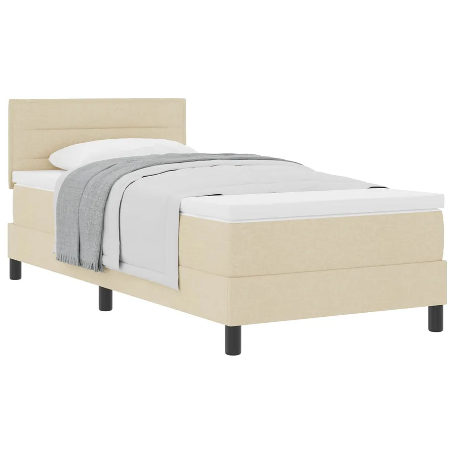 Lit à ressorts avec coussin Crème 90 x 190 cm tissu - 2