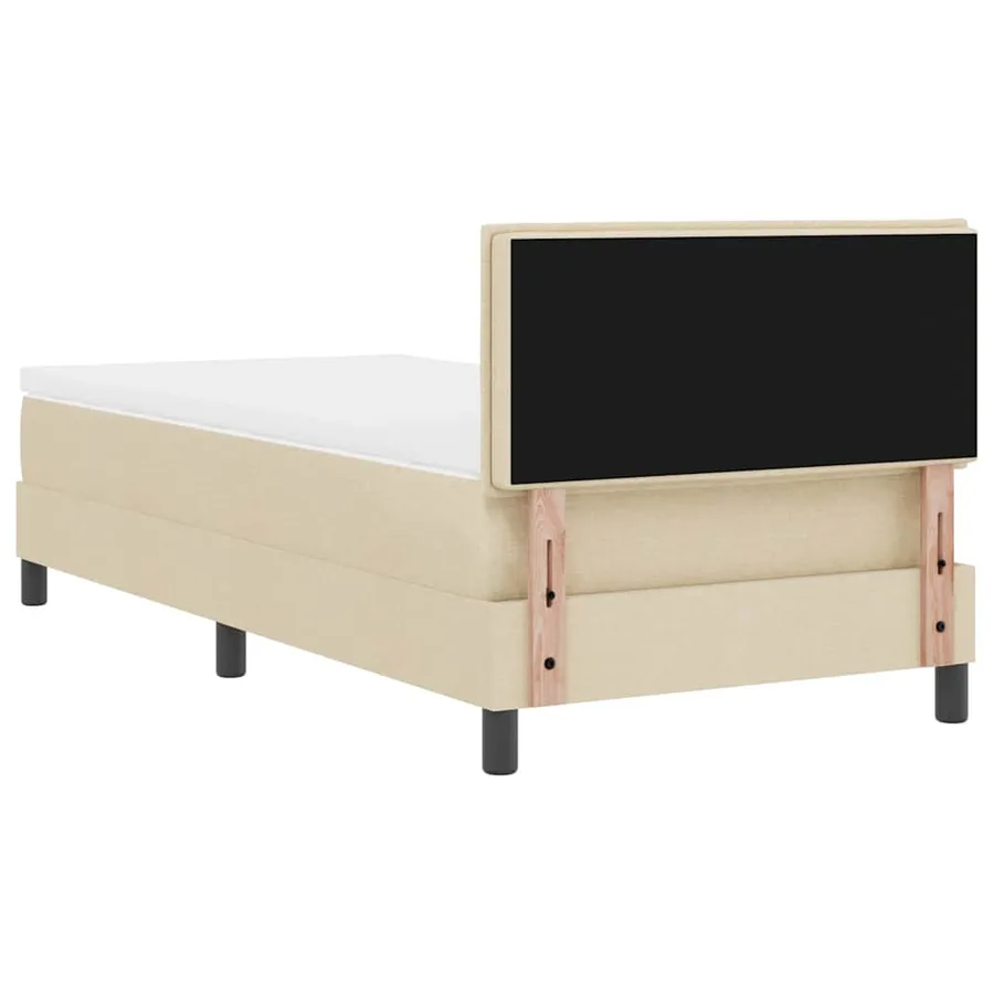Lit à ressorts avec coussin Crème 90 x 190 cm tissu - 9