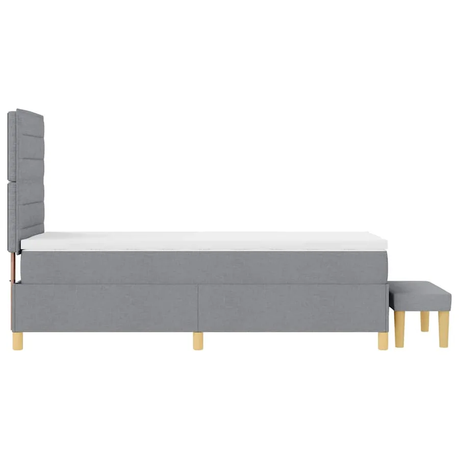 Lit à ressorts avec tête de lit Gris clair 190 x 90 cm tissu - 9