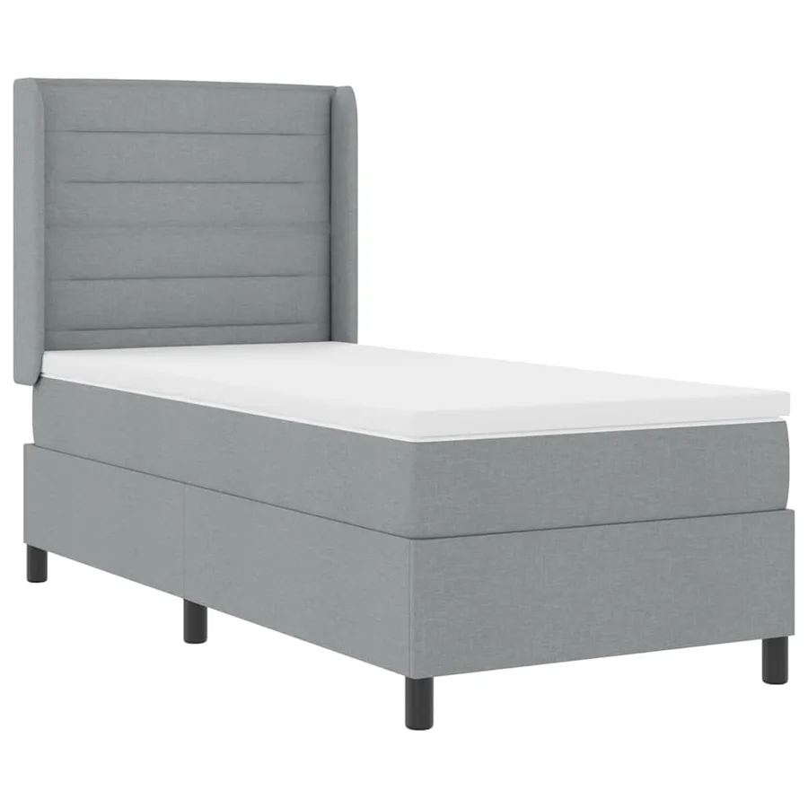Lit à ressort LED avec matelas Gris clair 90 x 190 cm tissu - 2