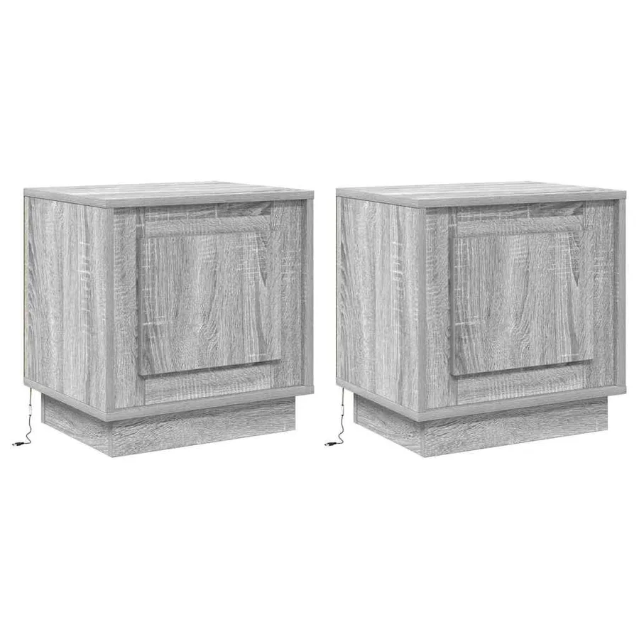 Cabinet de chevet 2 pcs Gris 44 x 34,5 x 45 cm - 2
