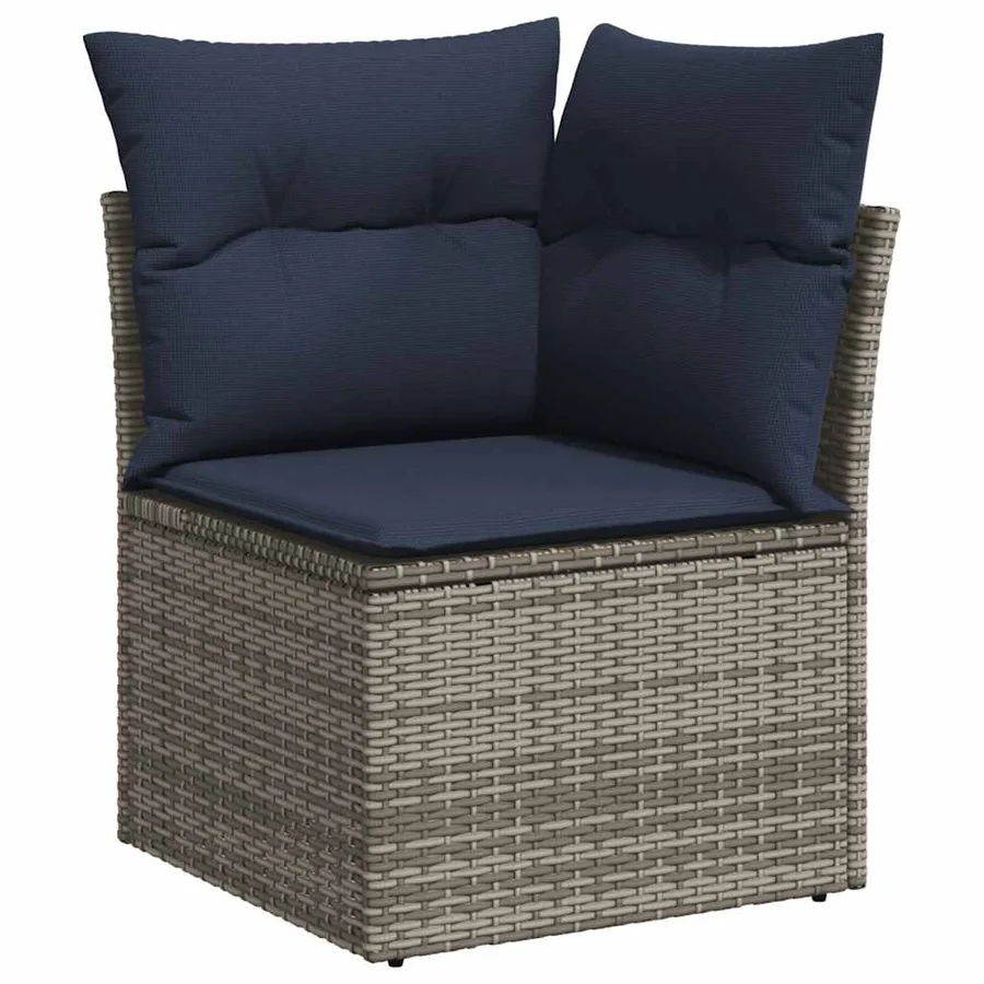 Ensemble de canapé de jardin 6 pcs avec coussins gris résine tressée - 4