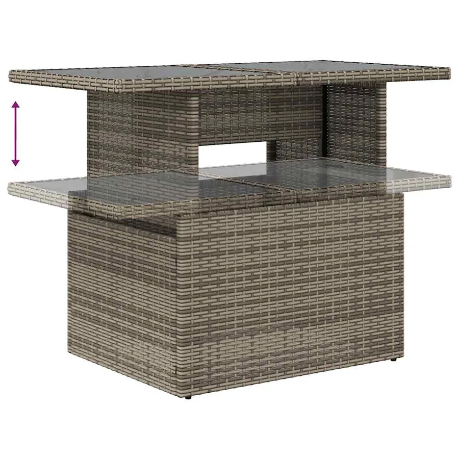 Ensemble de canapé de jardin 8 pcs avec coussins gris résine tressée - 7