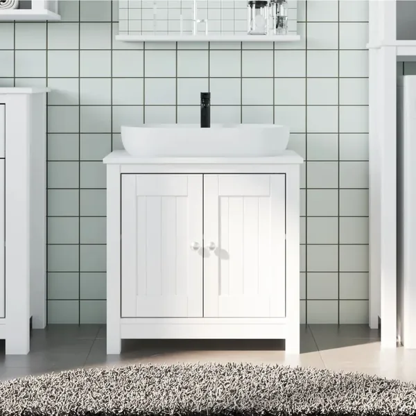 Meuble de salle de bain BERG blanc 60x34x59 cm bois pin massif