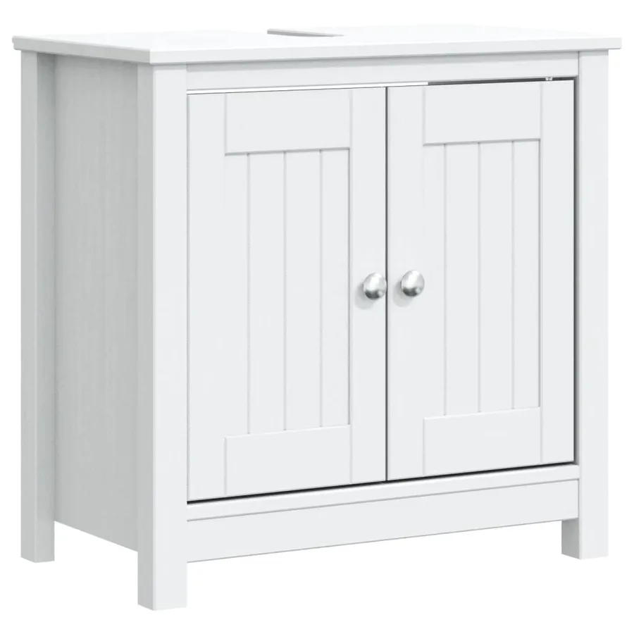 Meuble de salle de bain BERG blanc 60x34x59 cm bois pin massif - 2