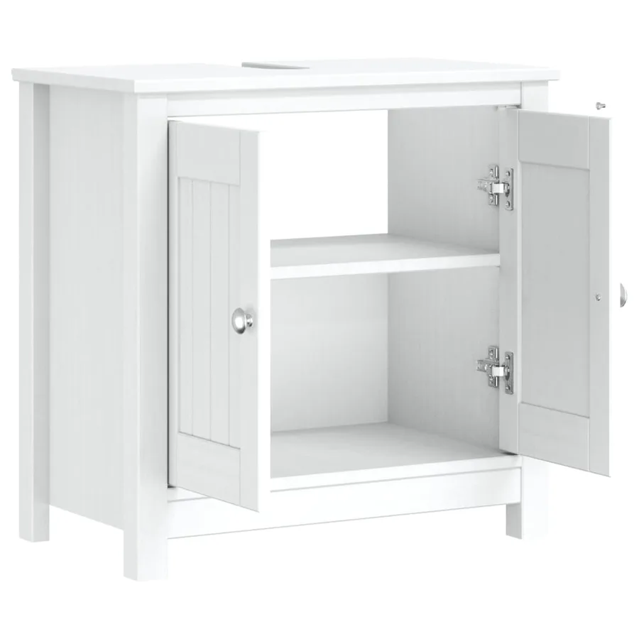 Meuble de salle de bain BERG blanc 60x34x59 cm bois pin massif - 4