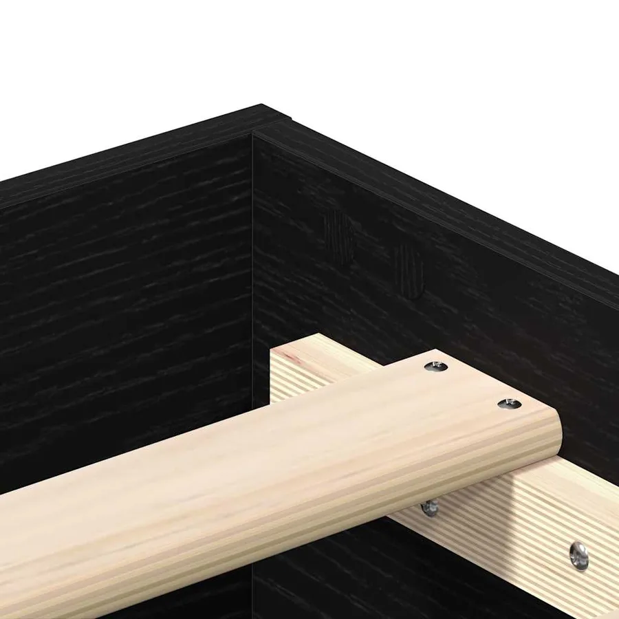 Cadre de lit Chêne noir 203 x 101 x 25 cm Bois d'ingénierie - 8