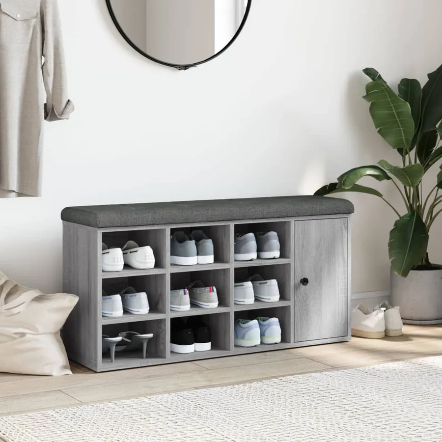 Banc à chaussures sonoma gris 102x32x50 cm bois d'ingénierie - 3
