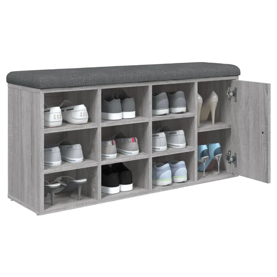 Banc à chaussures sonoma gris 102x32x50 cm bois d'ingénierie - 4