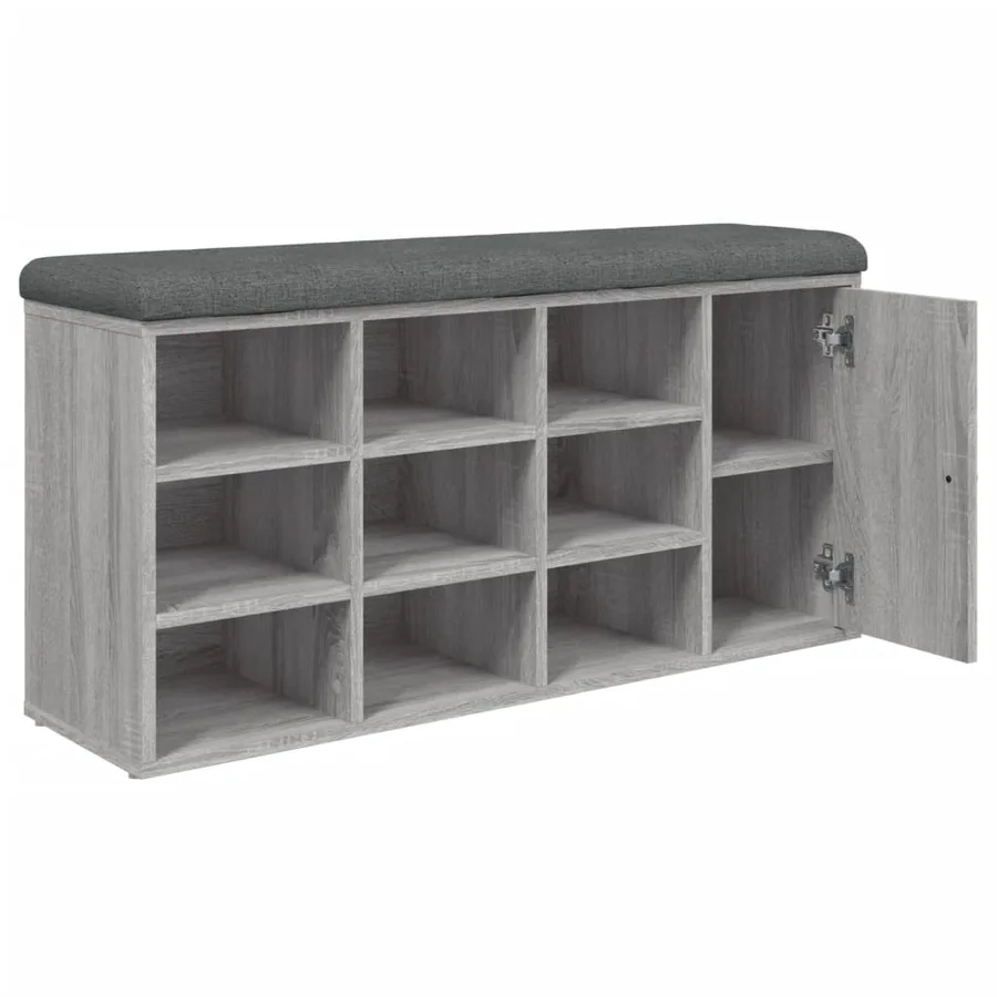 Banc à chaussures sonoma gris 102x32x50 cm bois d'ingénierie - 8