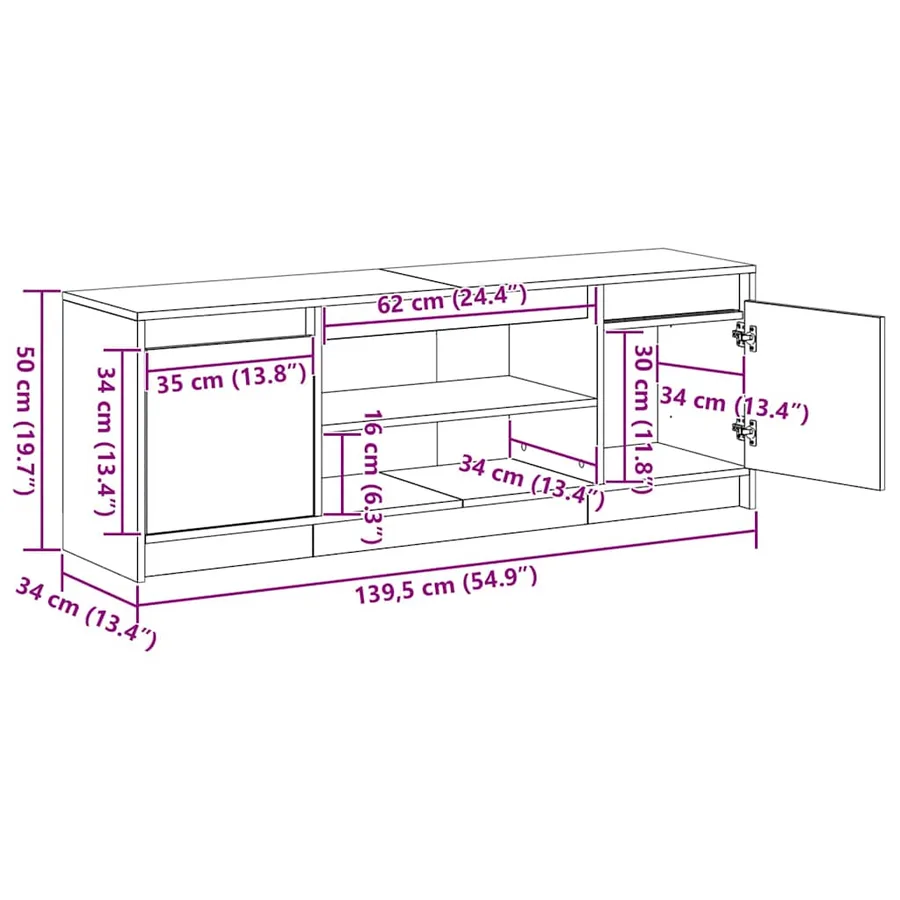 Unites TV 139,5 x 34 x 50 cm Marron Bois d'ingénierie - 14