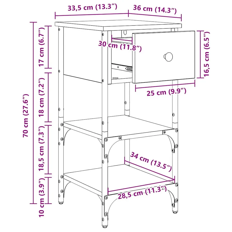 Cabinet de chevet 2 pc Marron 33,5 x 36 x 70 cm - 13