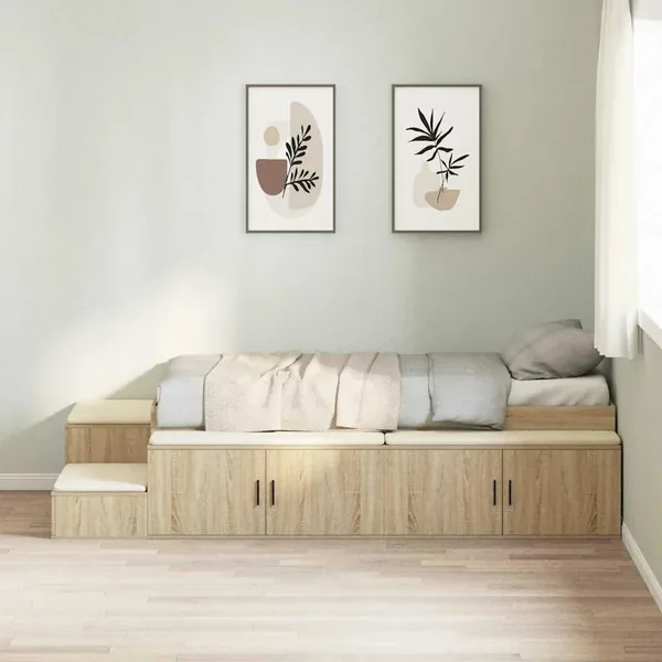 Cadre de lit avec rangement avec stockage Chêne Sonoma 80 cm