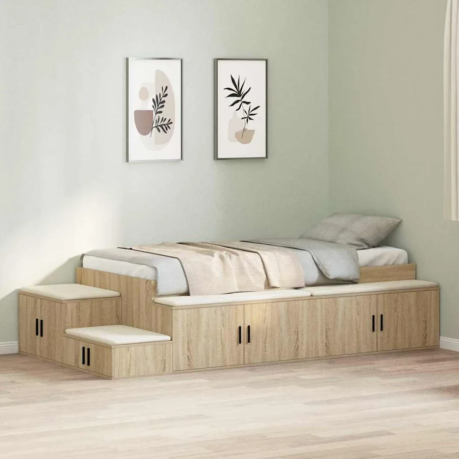 Cadre de lit avec rangement avec stockage Chêne Sonoma 80 cm - 4