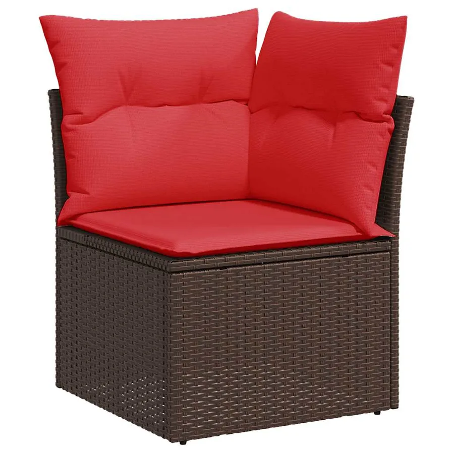 Ensemble de canapé de jardin 8 pcs avec coussins marron résine tressée - 5