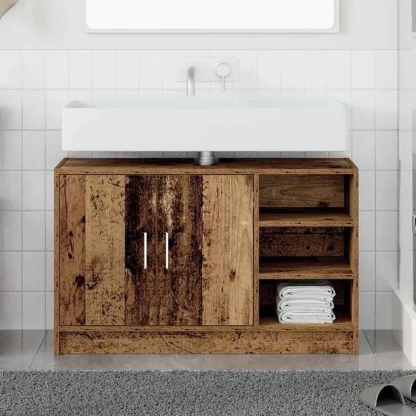 Cabinet de salle de bain avec porte Bois Ancien 90 x 29 x 55 cm