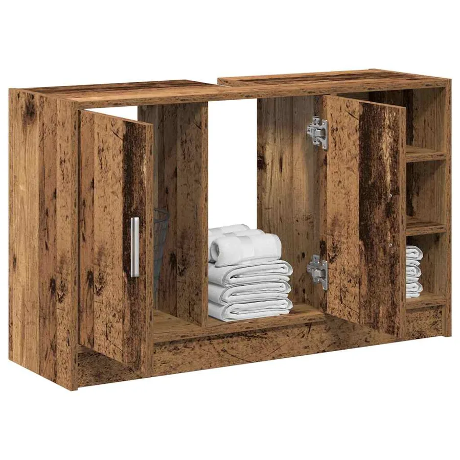 Cabinet de salle de bain avec porte Bois Ancien 90 x 29 x 55 cm - 3