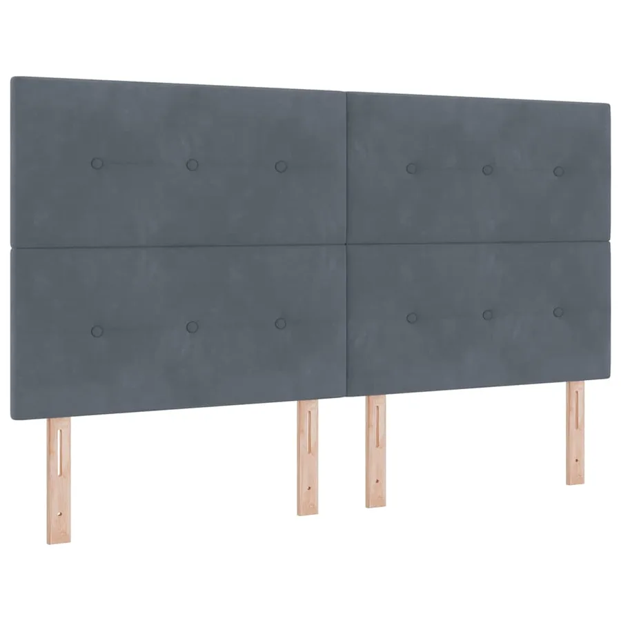 Lit à ressorts avec coussin Gris foncé 200 x 180 cm Velours - 4