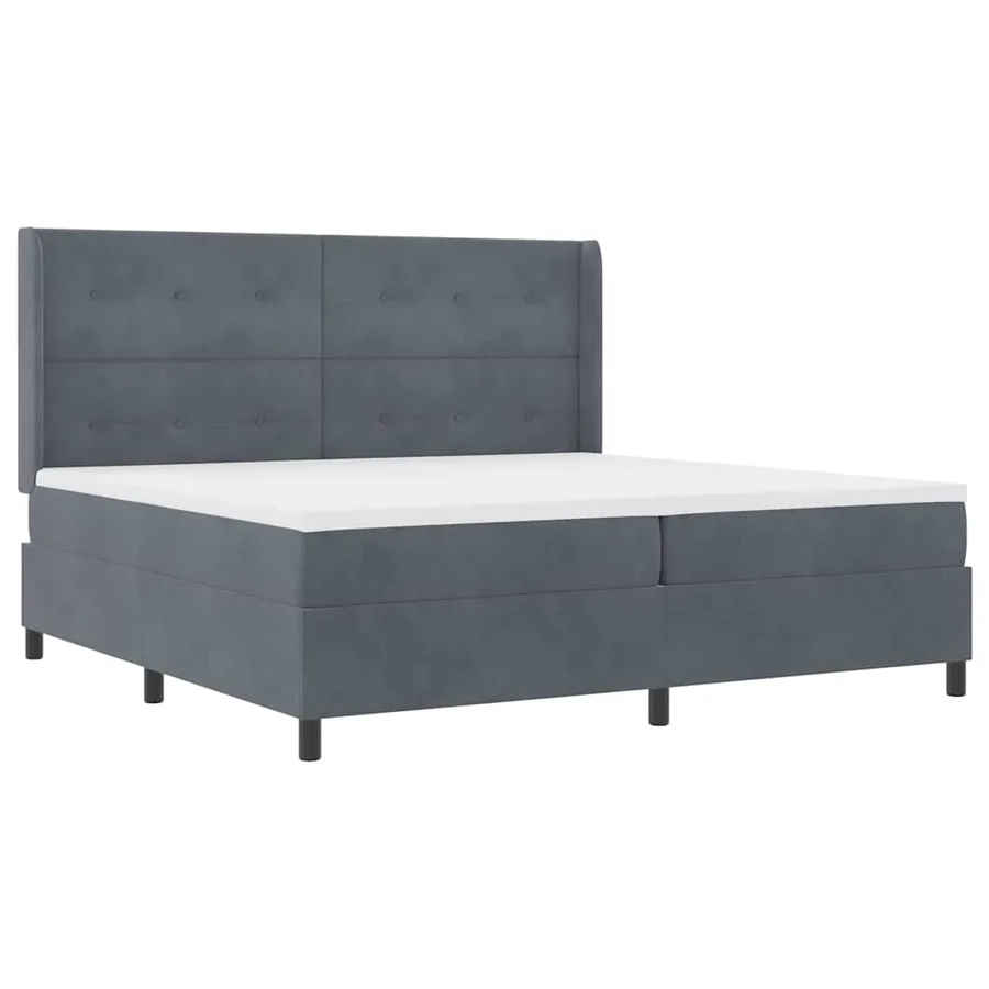 Lit à ressorts avec bandes LED Gris foncé 200 x 200 cm Velours - 2
